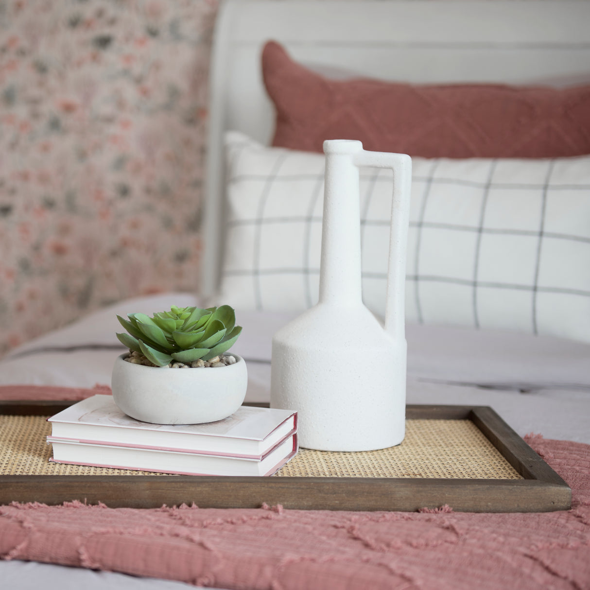 Burton 10.8H Small White Ceramic Jug Vase from Mercana - Luna Furniture