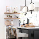 Farrah Frosted Glass Globe set in Matte Black Metal Pendant Ceiling Light from Mercana - Luna Furniture