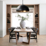 Karina 36" Round Matte Black Hammered Metal Dome Pendant Light from Mercana - Luna Furniture
