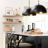 Karina 24" Round Matte Black Hammered Metal Dome Pendant Light from Mercana - Luna Furniture