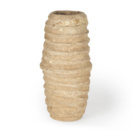 Kamli Small Beige Paper Mache Vase from Mercana - Luna Furniture