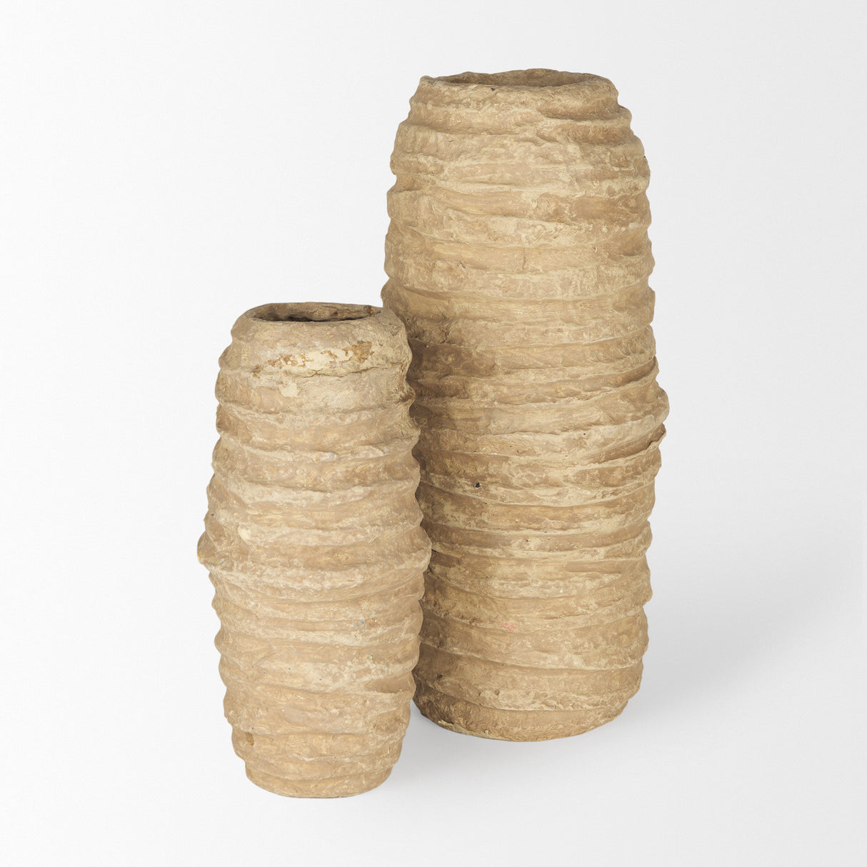Kamli Large Beige Paper Mache Vase from Mercana - Luna Furniture