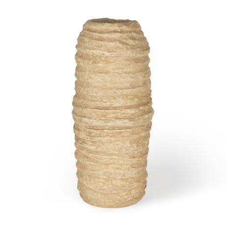 Kamli Large Beige Paper Mache Vase from Mercana - Luna Furniture