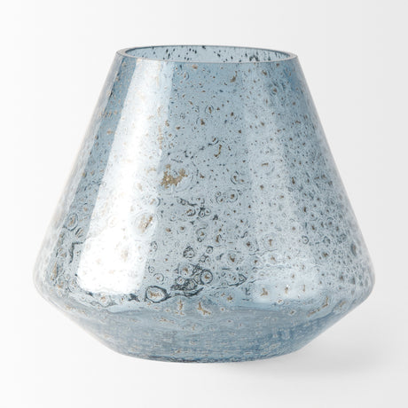 Robyn Short Blue Glass Vase from Mercana - Luna Furniture