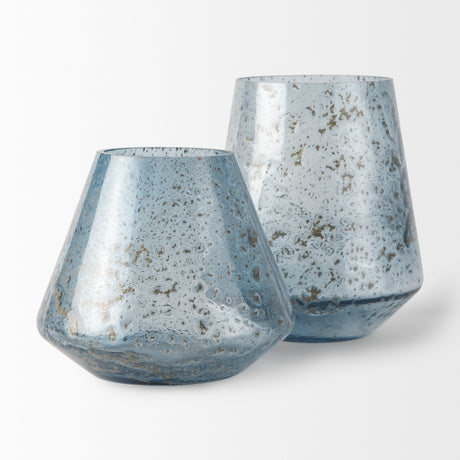 Robyn Short Blue Glass Vase from Mercana - Luna Furniture