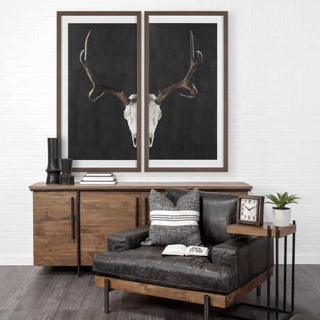 Deer Skull-L by Chris Dunker a Hand Embellished Textured Framed Art Print Matted under Glass from Mercana - Luna Furniture
