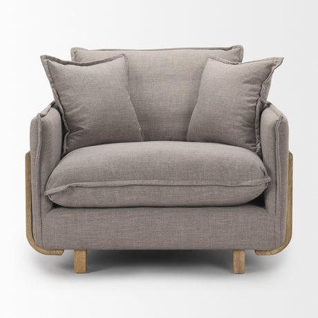Roy II Flint Gray Upholstered and Brown Wood Frame Arm Chair from Mercana - Luna Furniture