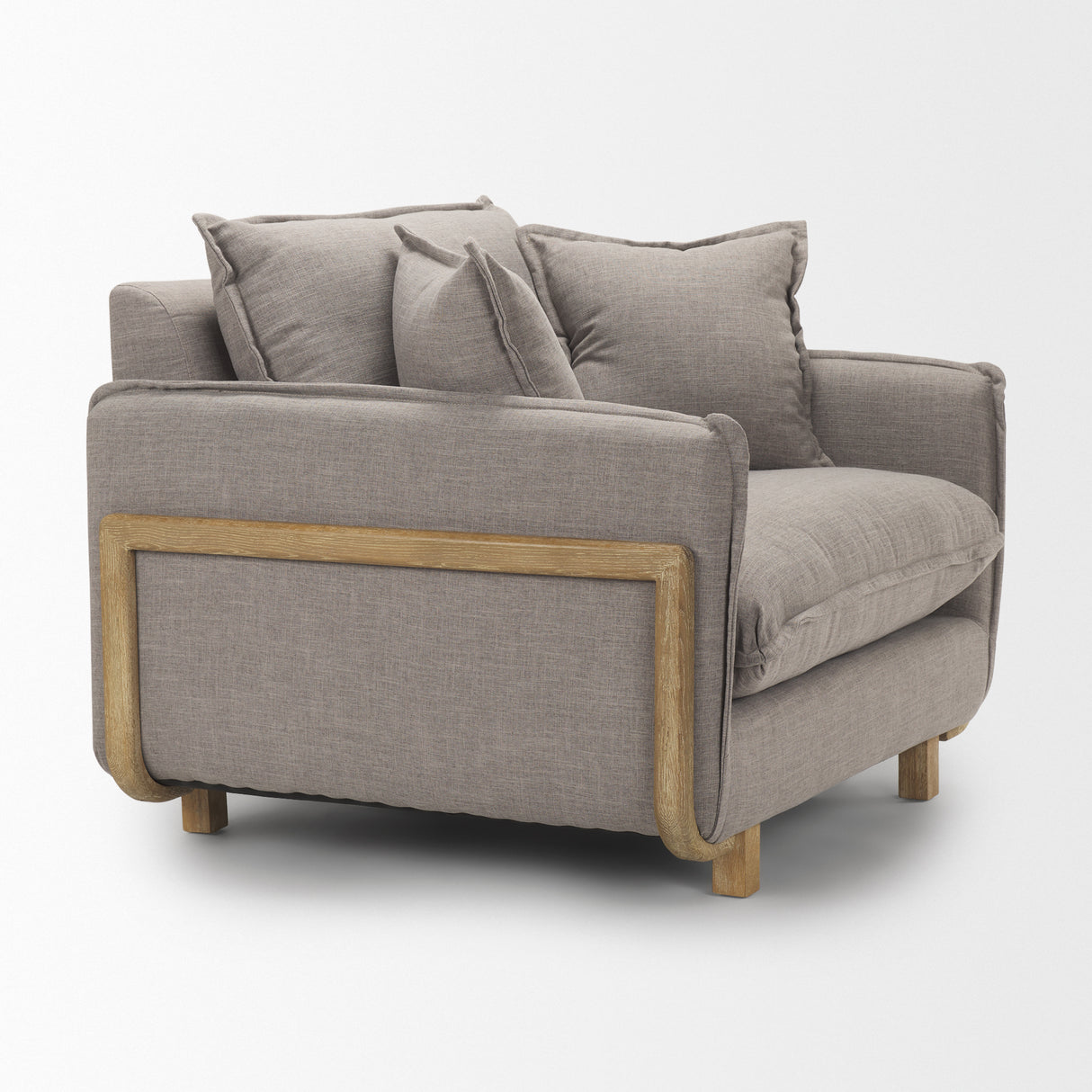 Roy II Flint Gray Upholstered and Brown Wood Frame Arm Chair from Mercana - Luna Furniture