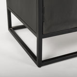 Sloan 47.5W x 85.5H Black Wood W/Black Metal Frame Arch Cabinet from Mercana - Luna Furniture
