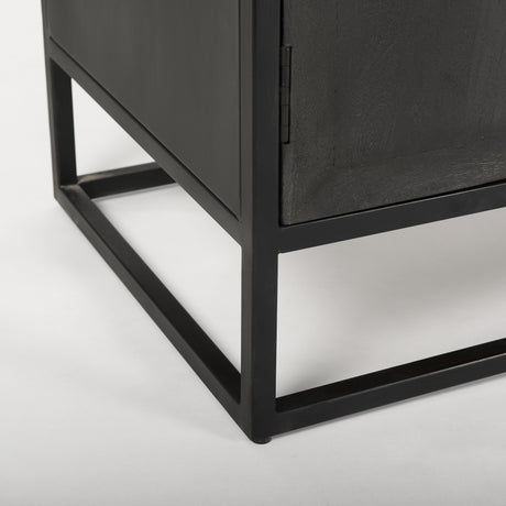Sloan 47.5W x 85.5H Black Wood W/Black Metal Frame Arch Cabinet from Mercana - Luna Furniture