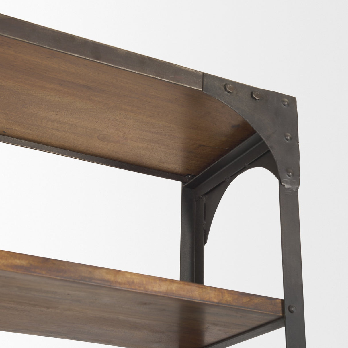 Brodie II Medium Brown Wood Black Ladder Four Shelf Shelving Unit 57L x 20.5W x94H from Mercana - Luna Furniture