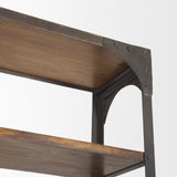 Brodie II Medium Brown Wood Black Ladder Four Shelf Shelving Unit 57L x 20.5W x94H from Mercana - Luna Furniture