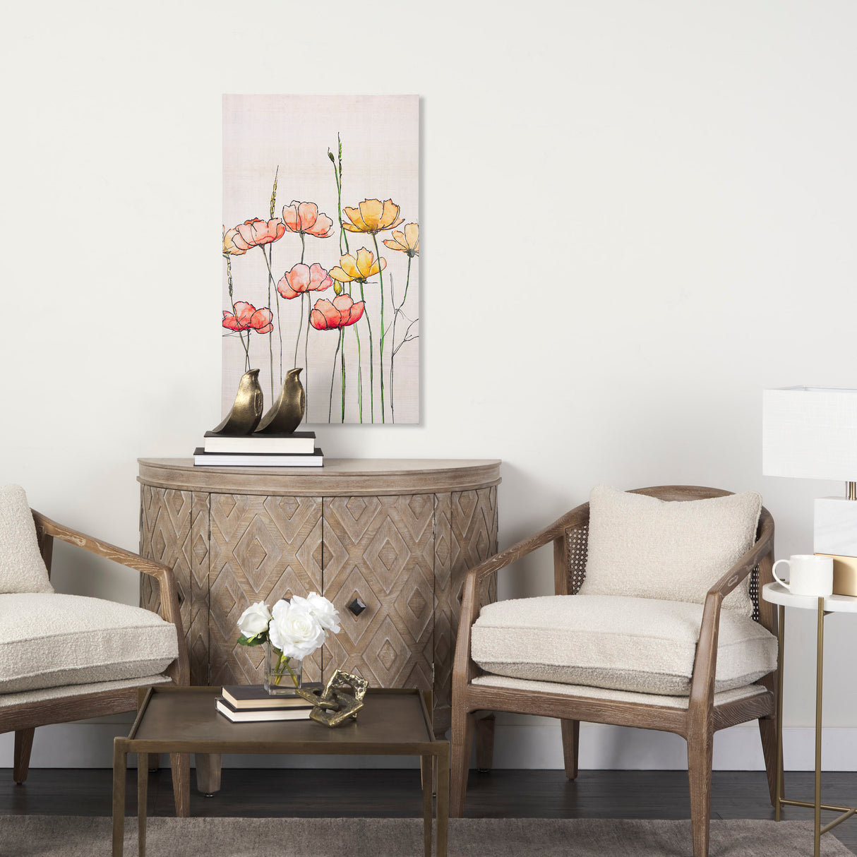 Meadow flowers by Mercana Studio a Hand Embellished Textured Canvas from Mercana - Luna Furniture