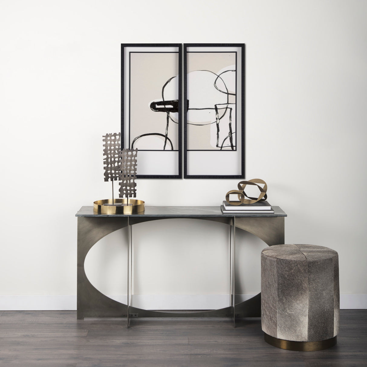 Neutral Shapes I by Mercana Studio a Hand Embellished Textured Framed Art Print Matted under Glass from Mercana - Luna Furniture