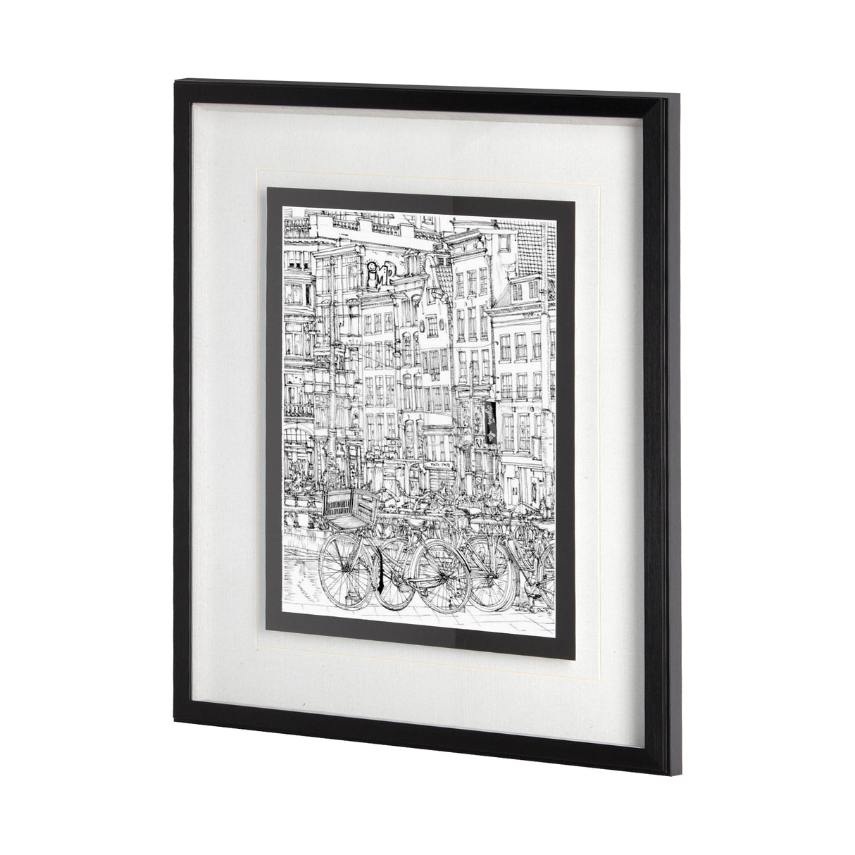 B&W City Scene I by Melissa Wang a Hand Embellished Textured Framed Art Print Matted under Glass from Mercana - Luna Furniture
