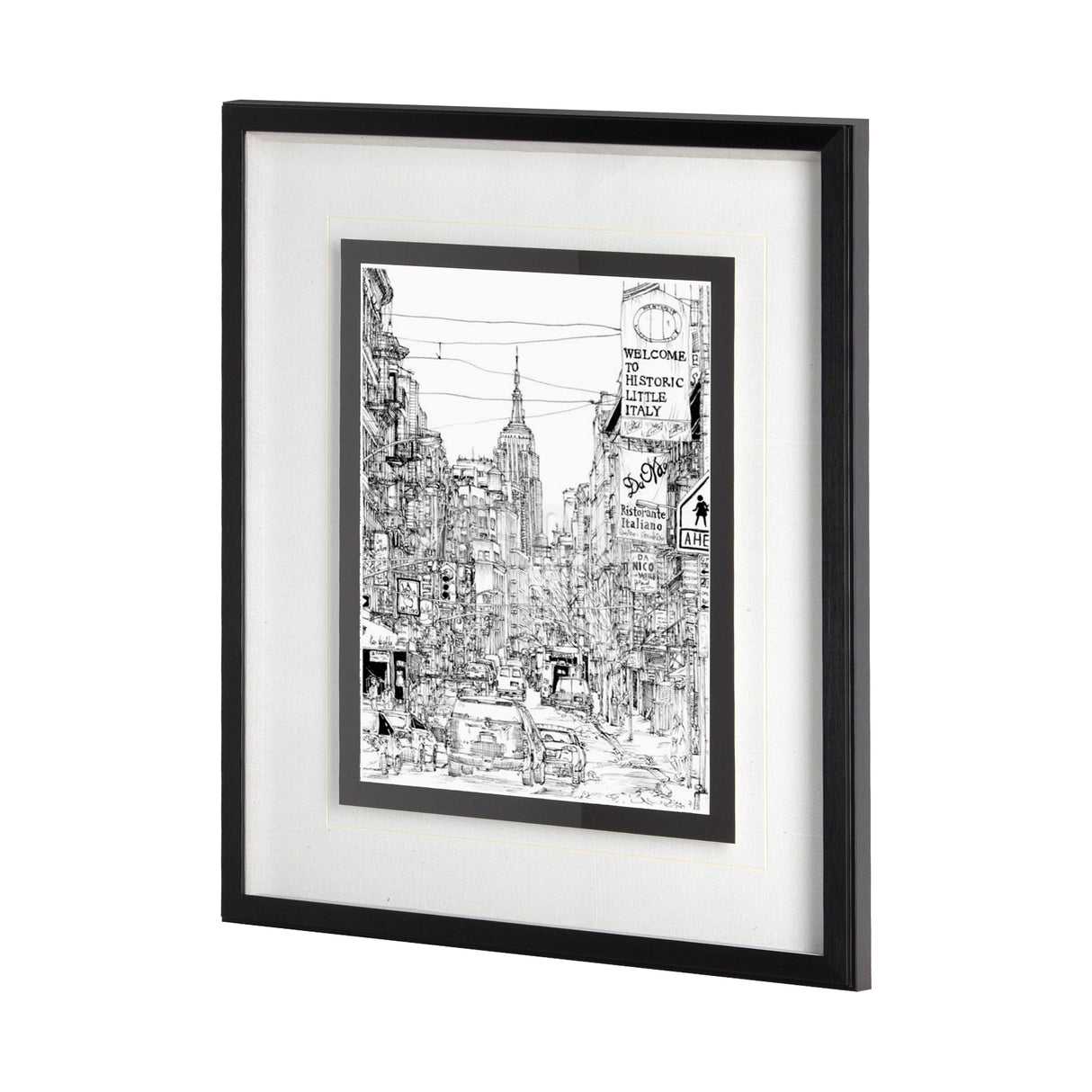 B&W City Scene II by Melissa Wang a Hand Embellished Textured Framed Art Print Matted under Glass from Mercana - Luna Furniture