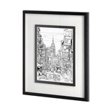 B&W City Scene II by Melissa Wang a Hand Embellished Textured Framed Art Print Matted under Glass from Mercana - Luna Furniture