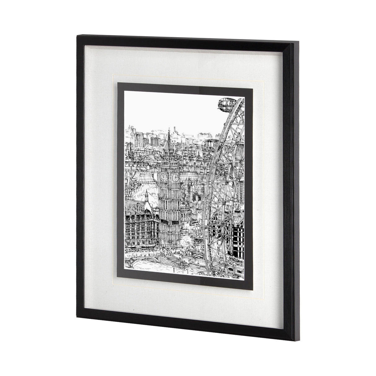 B&W City Scene IV by Melissa Wang a Hand Embellished Textured Framed Art Print Matted under Glass from Mercana - Luna Furniture