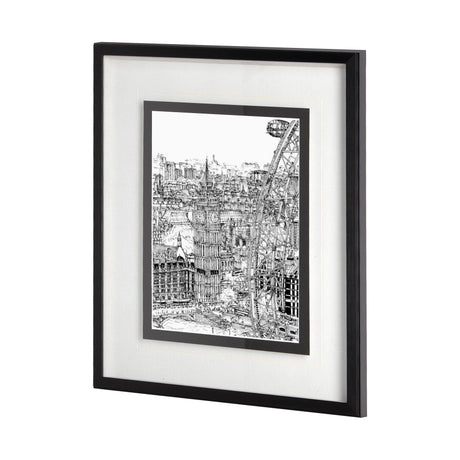B&W City Scene IV by Melissa Wang a Hand Embellished Textured Framed Art Print Matted under Glass from Mercana - Luna Furniture