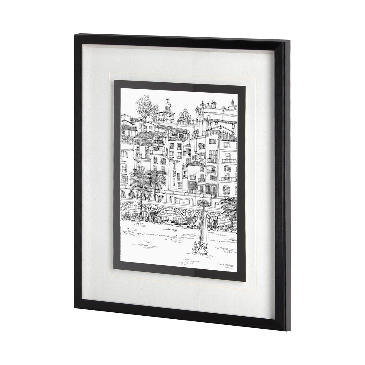 B&W City Scene V by Melissa Wang a Hand Embellished Textured Framed Art Print Matted under Glass from Mercana - Luna Furniture
