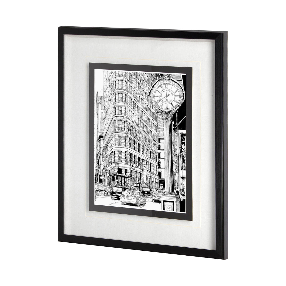 B&W City Scene VII by Melissa Wang a Hand Embellished Textured Framed Art Print Matted under Glass from Mercana - Luna Furniture