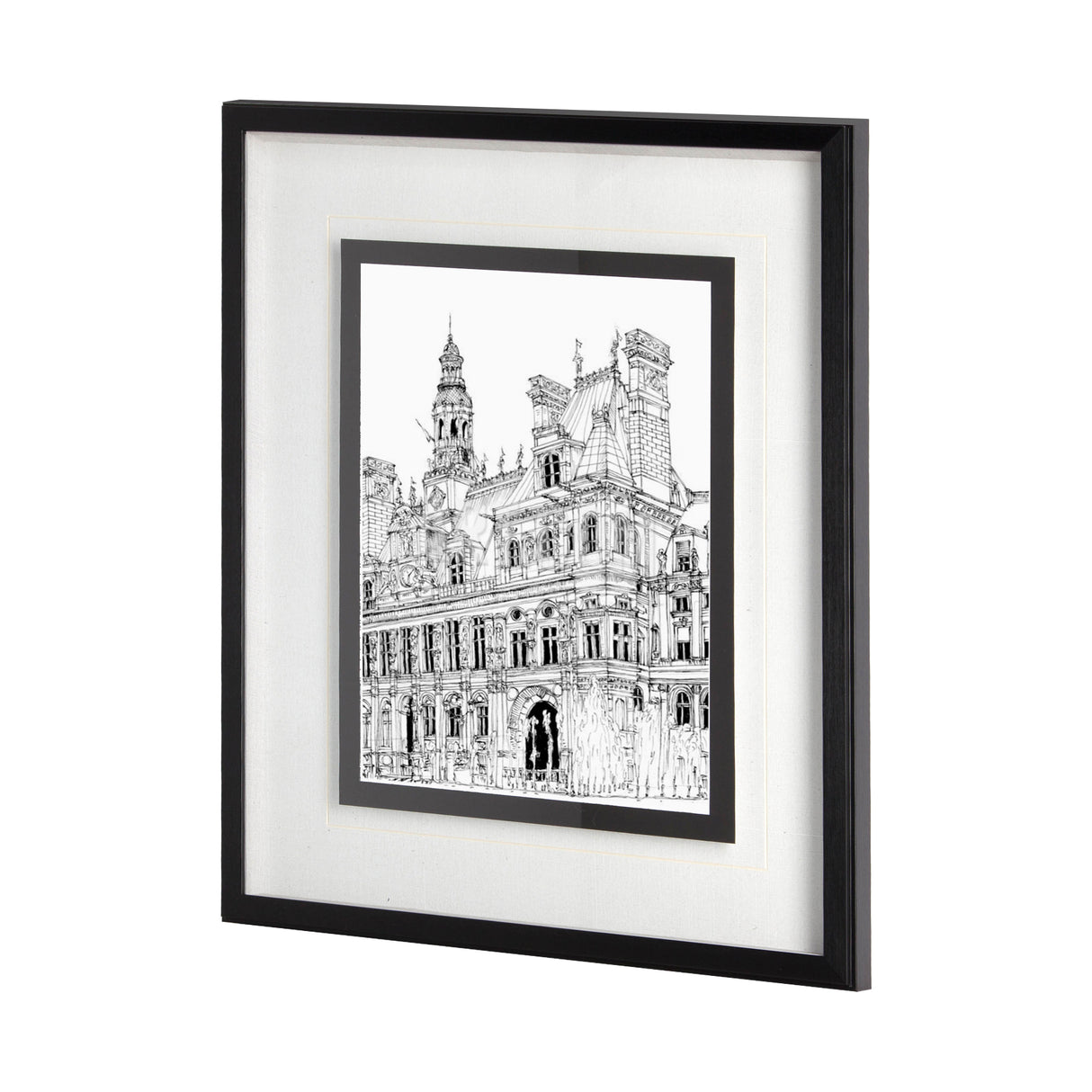 B&W City Scene VIII by Melissa Wang a Hand Embellished Textured Framed Art Print Matted under Glass from Mercana - Luna Furniture