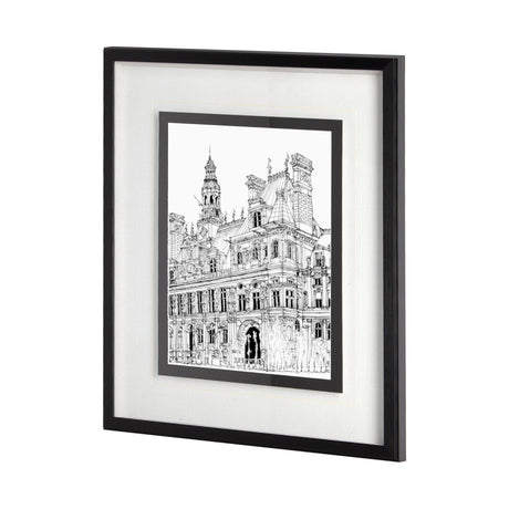 B&W City Scene VIII by Melissa Wang a Hand Embellished Textured Framed Art Print Matted under Glass from Mercana - Luna Furniture