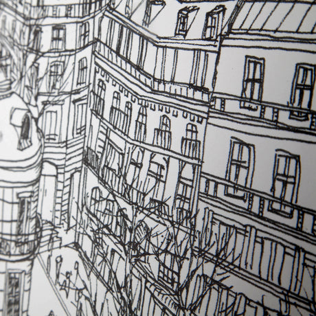 B&W City Scene IX by Melissa Wang a Hand Embellished Textured Framed Art Print Matted under Glass from Mercana - Luna Furniture