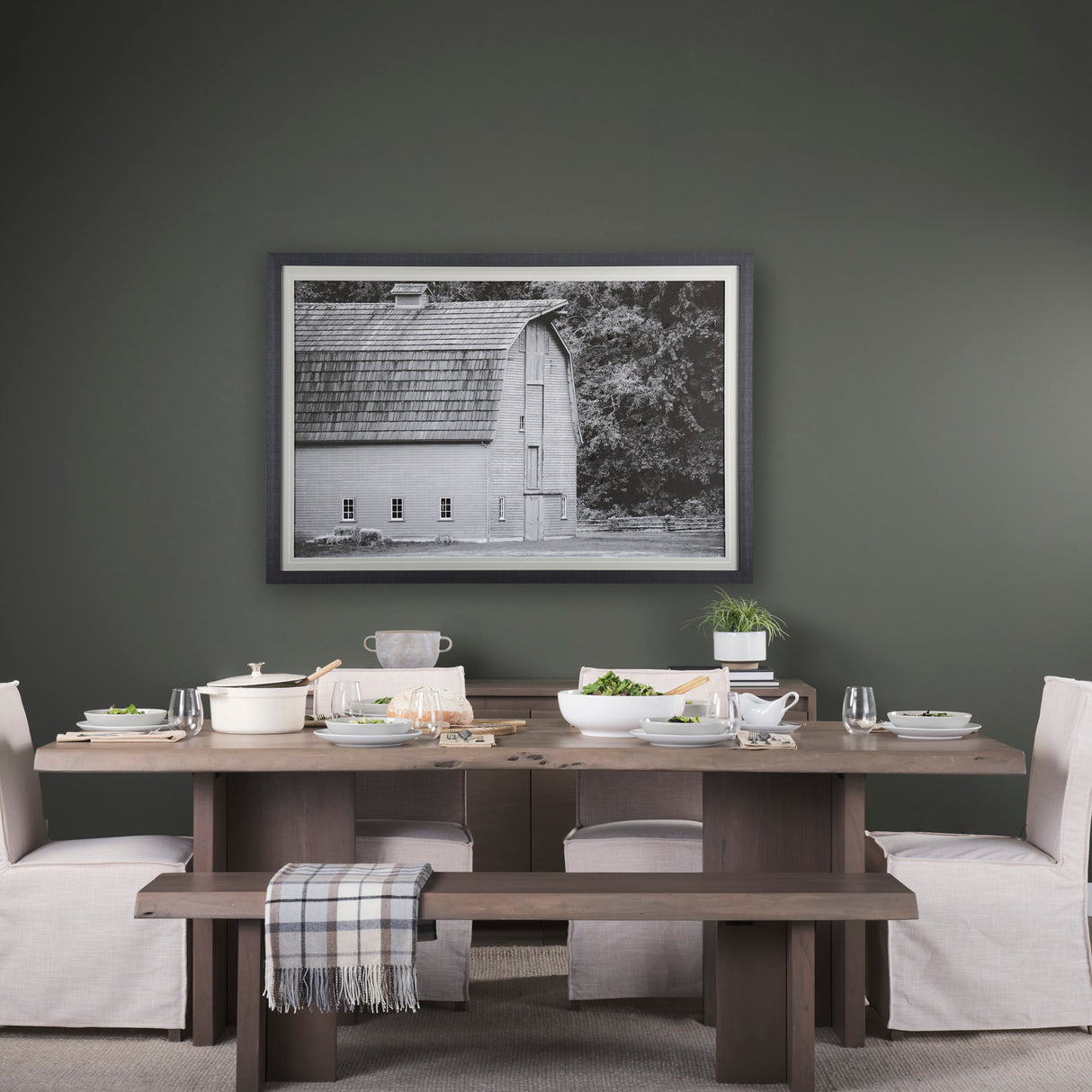 Grey & White Barn I by Mercana Studio Hand Embellished Textured Framed Photo Art Print Matted under from Mercana - Luna Furniture