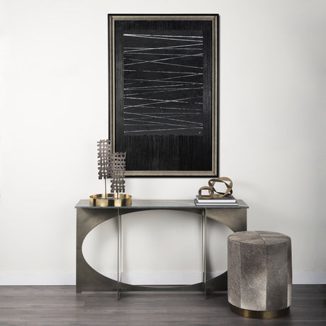OM-Silver Lines by Studio M a handmade Original Framed Artwork under Glass from Mercana - Luna Furniture