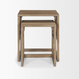 Grier Set of 2 Light Brown Solid Wood w/ Cane Nesting Accent Tables from Mercana - Luna Furniture