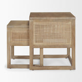 Grier Set of 2 Light Brown Solid Wood w/ Cane Nesting Accent Tables from Mercana - Luna Furniture