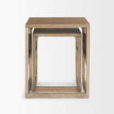 Grier Set of 2 Light Brown Solid Wood w/ Cane Nesting Accent Tables from Mercana - Luna Furniture