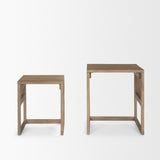 Grier Set of 2 Light Brown Solid Wood w/ Cane Nesting Accent Tables from Mercana - Luna Furniture
