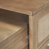 Grier Set of 2 Light Brown Solid Wood w/ Cane Nesting Accent Tables from Mercana - Luna Furniture