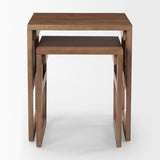 Grier Set of 2 Medium Brown Solid Wood w/ Cane Nesting Accent Tables from Mercana - Luna Furniture