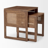 Grier Set of 2 Medium Brown Solid Wood w/ Cane Nesting Accent Tables from Mercana - Luna Furniture
