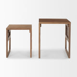 Grier Set of 2 Medium Brown Solid Wood w/ Cane Nesting Accent Tables from Mercana - Luna Furniture