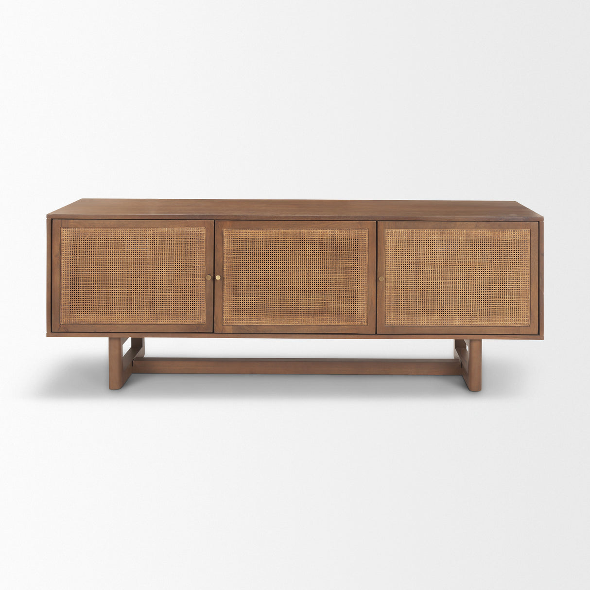 Grier 65" Medium Brown Wood W/ Cane Media Console from Mercana - Luna Furniture