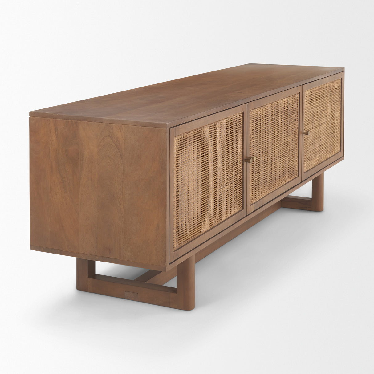 Grier 65" Medium Brown Wood W/ Cane Media Console from Mercana - Luna Furniture