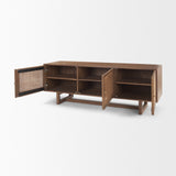 Grier 65" Medium Brown Wood W/ Cane Media Console from Mercana - Luna Furniture