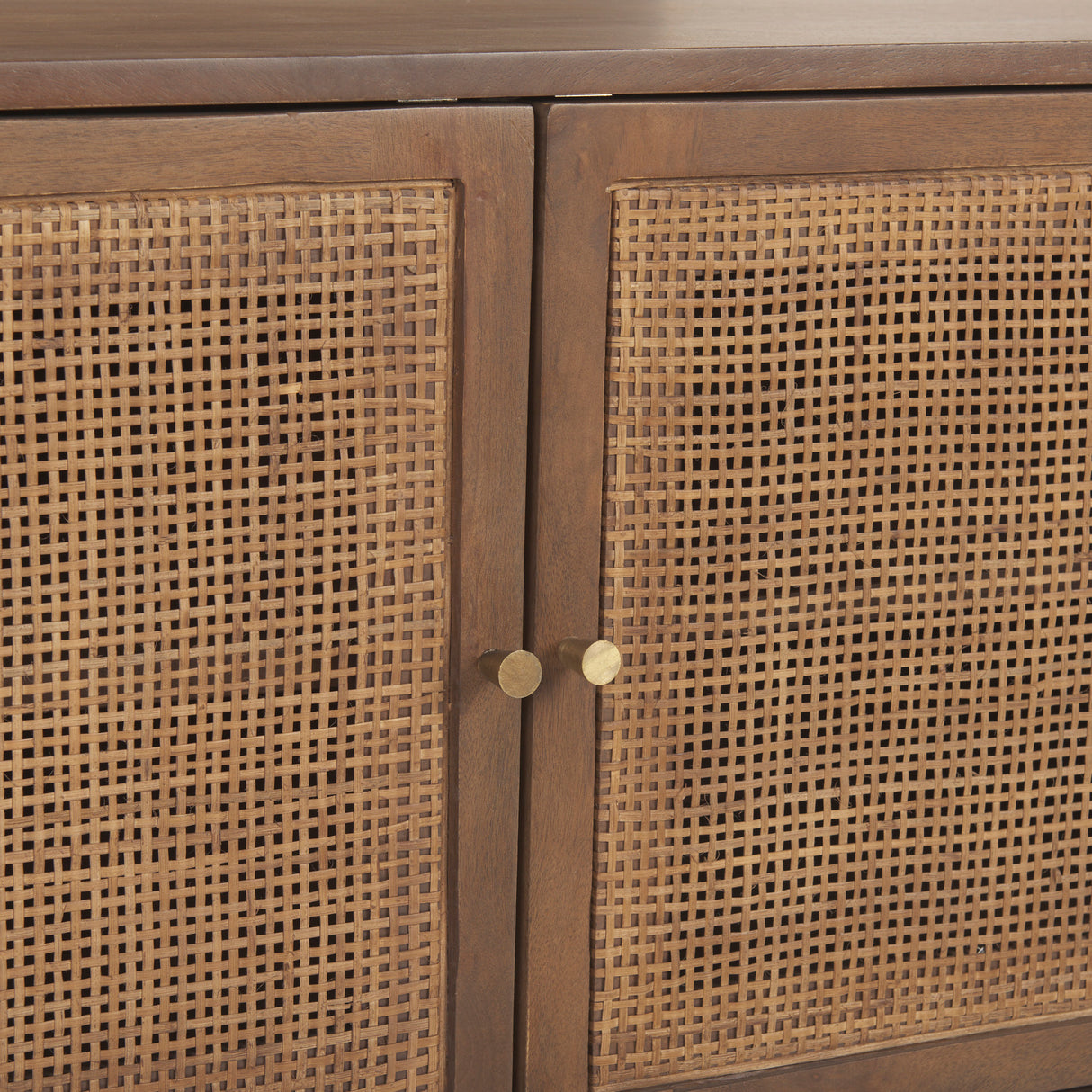 Grier 65" Medium Brown Wood W/ Cane Media Console from Mercana - Luna Furniture