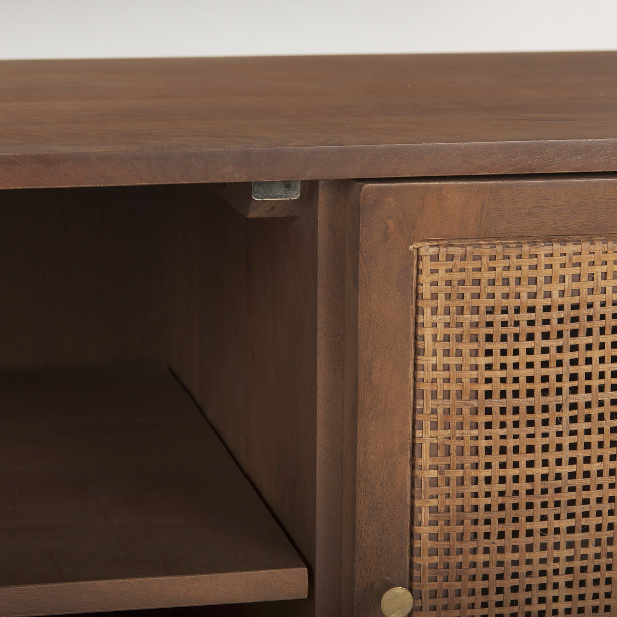 Grier 65" Medium Brown Wood W/ Cane Media Console from Mercana - Luna Furniture