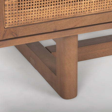 Grier 65" Medium Brown Wood W/ Cane Media Console from Mercana - Luna Furniture
