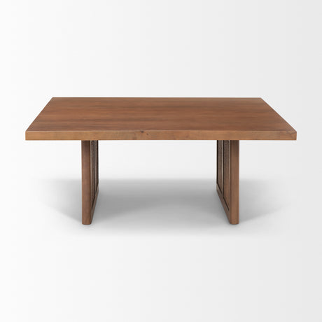 Grier 42" Square Medium Brown Solid Wood w/ Cane Coffee Table from Mercana - Luna Furniture