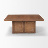 Grier 42" Square Medium Brown Solid Wood w/ Cane Coffee Table from Mercana - Luna Furniture