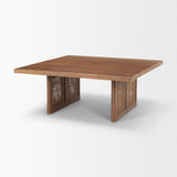 Grier 42" Square Medium Brown Solid Wood w/ Cane Coffee Table from Mercana - Luna Furniture