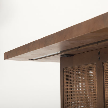 Grier 42" Square Medium Brown Solid Wood w/ Cane Coffee Table from Mercana - Luna Furniture