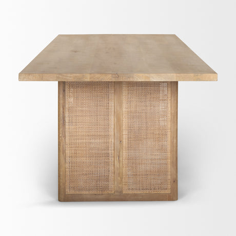 Grier 84" Light Brown Wood w/ Cane Dining Table from Mercana - Luna Furniture
