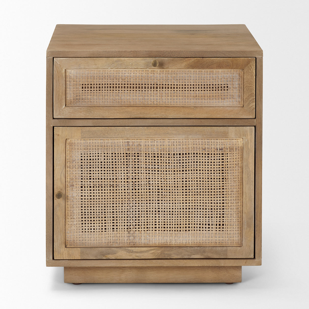 Grier Light Brown Wood w/ Cane End Table from Mercana - Luna Furniture